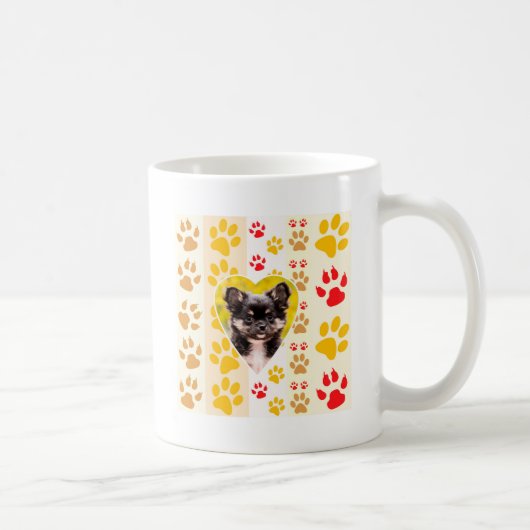 Chihuahua Heart Paw Prints Kaffeetasse (Rechts)