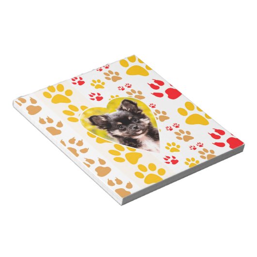 Chihuahua Heart Paw Prints Notizblock (angewinkelt)