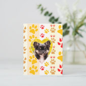 Chihuahua Heart Paw Prints Postkarte (Stehend Vorderseite)