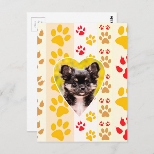 Chihuahua Heart Paw Prints Postkarte (Vorne/Hinten)