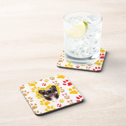 Chihuahua Heart Paw Prints Untersetzer (Rechte Seite)