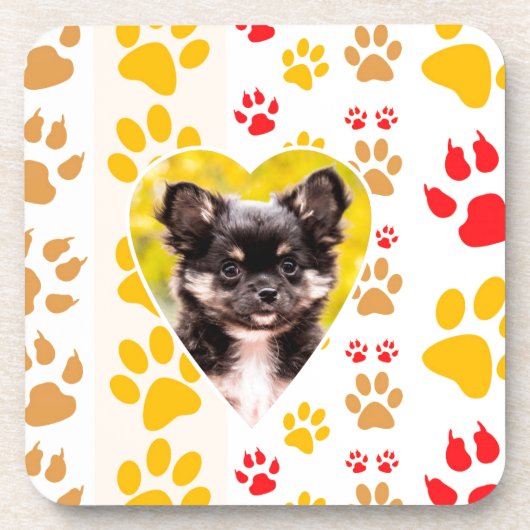 Chihuahua Heart Paw Prints Untersetzer (Vorderseite)
