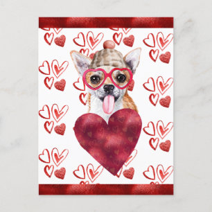 Chihuahua Hearts Dog Lover Valentine Geschenk Feiertagspostkarte