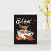 Chihuahua Herbsthund und Kaffeefall Erntedank Karte (Gelbe Blume)