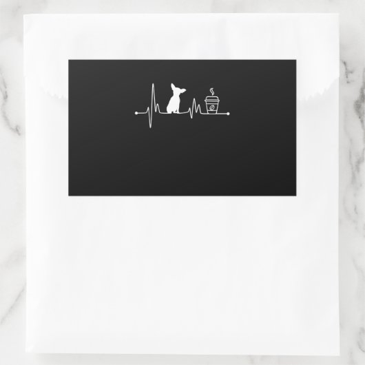 Chihuahua Herzschlag Pulskaffee Liebhaber Rechteckiger Aufkleber (Tasche)