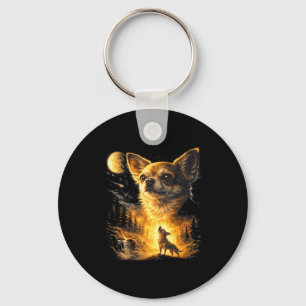 Chihuahua heult den Mond lustiger Chihuahua-Meme d Schlüsselanhänger