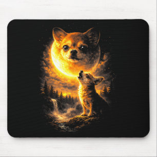 Chihuahua heult zum Mond lustiger Hund vintage 90 Mousepad