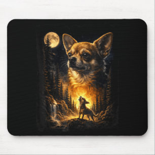 Chihuahua heult zum Mond Meme vintage 90er Mousepad