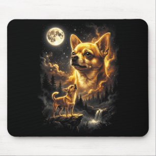 Chihuahua heult zum Mond Retro Vintage 90er Mousepad