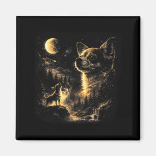 Chihuahua heult zum Mond Vintage 90er Retro Magnet