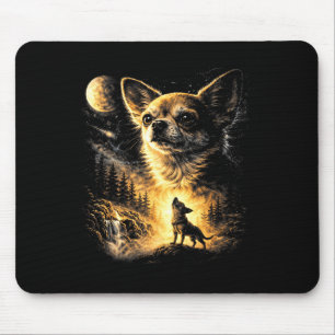 Chihuahua heult zum Mond Vintage 90er Retro Mousepad