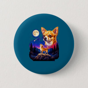 Chihuahua heult zum Mond Vintage-Hundekunst Button