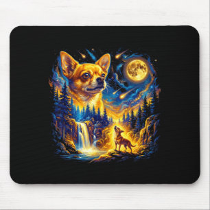 Chihuahua heult zum Mond Vintage-Hundekunst Mousepad