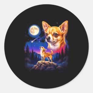 Chihuahua heult zum Mond Vintage-Hundekunst Runder Aufkleber