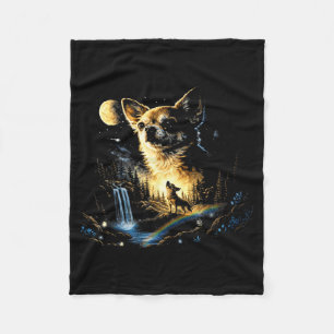 Chihuahua heult zum Mond vintage lustig Fleecedecke