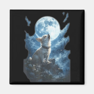 Chihuahua heult zum Mond vintage lustig Magnet