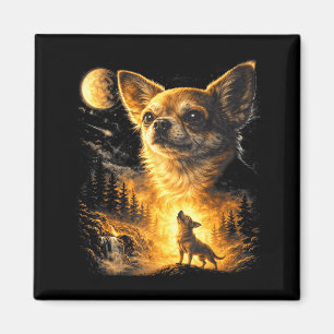 Chihuahua heult zum Mond vintage lustig Magnet