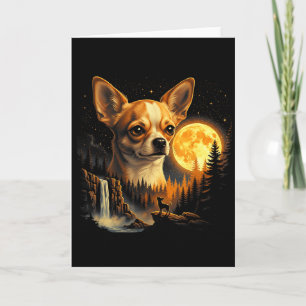 Chihuahua Heult Zum Mond Vintage Lustiger Chihua Karte