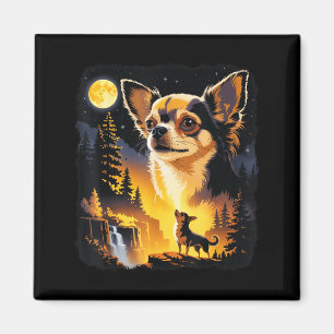 Chihuahua heult zum Mond vintage lustiger Chihuahu Magnet