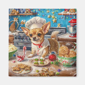 Chihuahua Holiday Baking: Feierliche Weihnachten Magnet (Vorne)