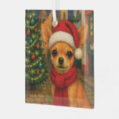 Chihuahua Holiday  Ornament Aus Glas (Vorderseite links)