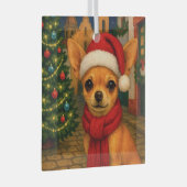Chihuahua Holiday  Ornament Aus Glas (Vorderseite Rechts)