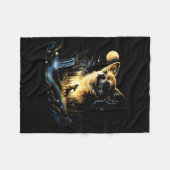 Chihuahua howling to the moon vintage funny fleecedecke (Vorderseite (Horizontal))