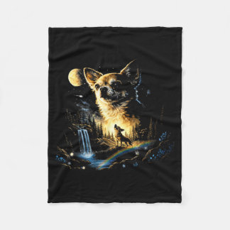 Chihuahua howling to the moon vintage funny fleecedecke