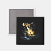 Chihuahua howling to the moon vintage funny magnet (Vorderseite/Rückseite)