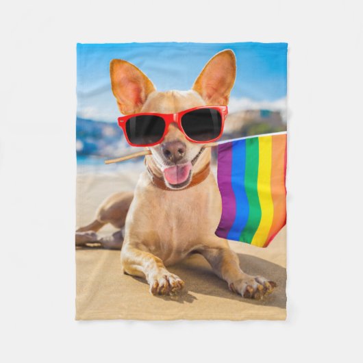 Chihuahua Hund am Strand Fleecedecke (Vorderseite)