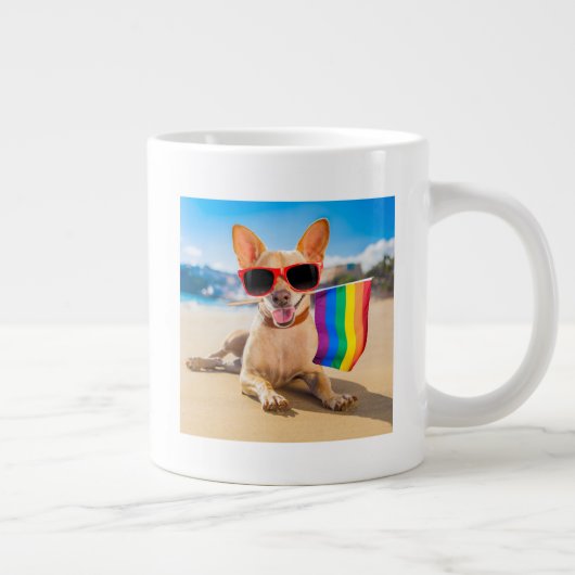 Chihuahua Hund am Strand Jumbo-Tasse (Rechts)