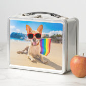 Chihuahua Hund am Strand Metall Brotdose (Beispiel)