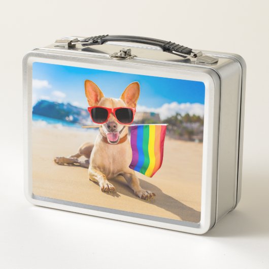 Chihuahua Hund am Strand Metall Brotdose (Vorderseite)
