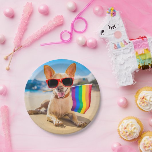 Chihuahua Hund am Strand Pappteller (Party)