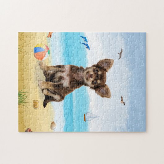 Chihuahua-Hund am Strand Puzzle (Horizontal)