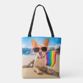Chihuahua Hund am Strand Tasche (Rückseite)