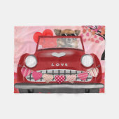 Chihuahua Hund Auto mit Herz Valentins Fleecedecke (Vorderseite (Horizontal))