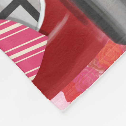 Chihuahua Hund Auto mit Herz Valentins Fleecedecke (Ecke)