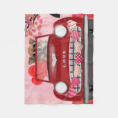Chihuahua Hund Auto mit Herz Valentins Fleecedecke (Vorderseite)