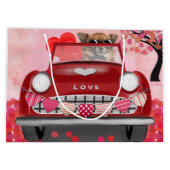 Chihuahua Hund Auto mit Herz Valentins Große Geschenktüte (Rückseite)