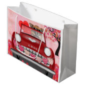 Chihuahua Hund Auto mit Herz Valentins Große Geschenktüte (Vorderseite Schrägansicht)