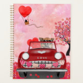 Chihuahua Hund Auto mit Herz Valentins Planer (Vorderseite)