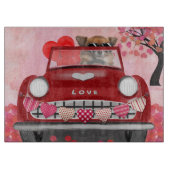 Chihuahua Hund Auto mit Herz Valentins Schneidebrett (Vorderseite)