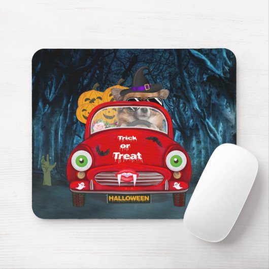 Chihuahua Hund Autofahren Auto Beängstigend Hallow Mousepad (Mit Mouse)