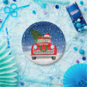 Chihuahua Hund Autofahren Auto im Schnee Weihnacht Pappteller (Party)