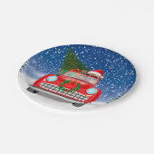 Chihuahua Hund Autofahren Auto im Schnee Weihnacht Pappteller (Schrägansicht)