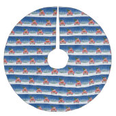 Chihuahua Hund Autofahren Auto im Schnee Weihnacht Polyester Weihnachtsbaumdecke (Vorderseite)