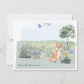 Chihuahua Hund Butterfly Meadow Monogram Name Mitteilungskarte (Vorderseite)