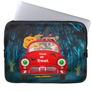 Chihuahua Hund fährt Auto Gruselig Halloween Laptopschutzhülle