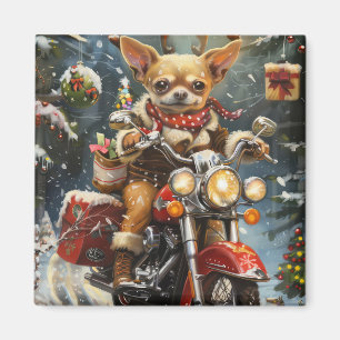 Chihuahua Hund fährt Motorrad Weihnachten Magnet